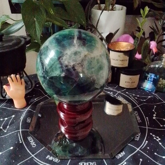 7.1 LB HUGE Druzy Statement Fluorite Crystal Ball Sphere Mineral & Many Rainbows - Picture 1 of 13